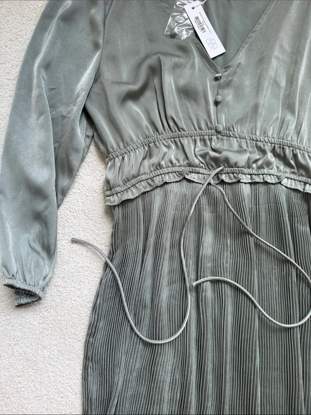 Baltic Born Eucalyptus Satin V-Neck Midi Dress - Picture 5 of 6